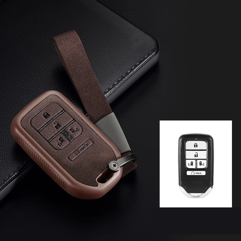 TPU+Leather Car Keyless Key Case Cover For Honda STEPWGN Odyssey Freed Elysion MPV Civic Accord Pilot CRV 2015-2018