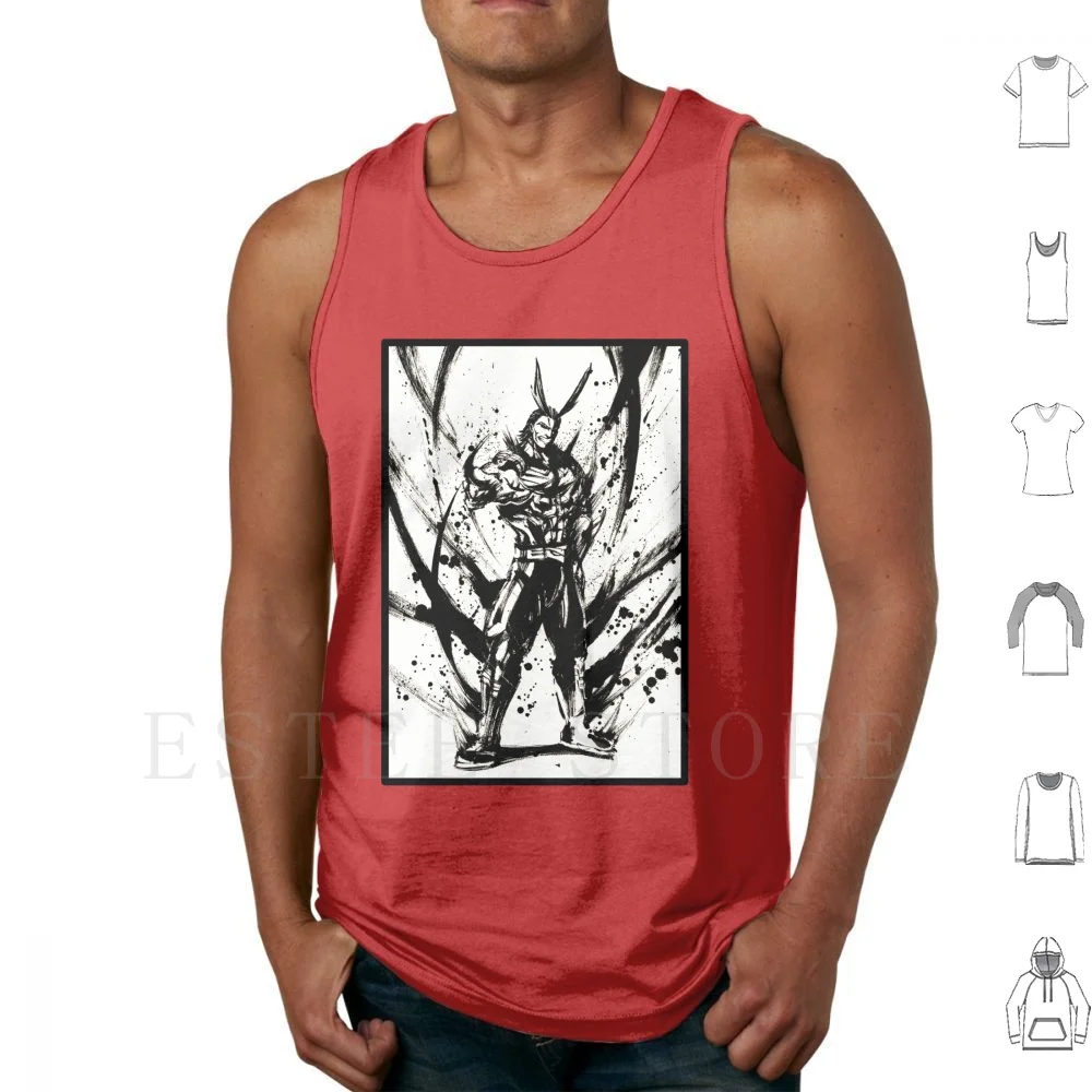 All Might Ink Splatter Tank Tops Vest Cotton All Might Deku All For One One For All Ink Splatter Hero Toshinori Midoriya Anime