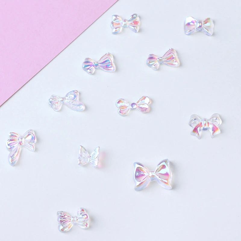 100PCS/Set Of Aurora Butterfly Ice Transparent 3D Designer Fashion Design Simulation Resin Craft Knot Nail Jewelry