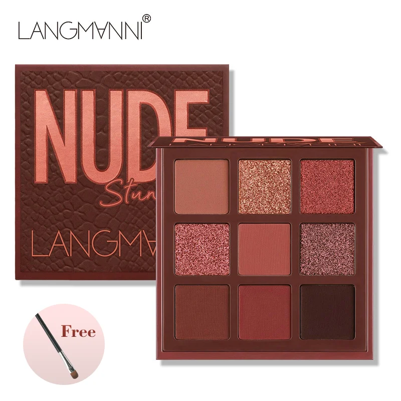 Langmanni 9 Farben Nude Lidschatten Make-Up Palette Matte Langlebig Wasserdicht Nicht-Fliegen Pulver Make-Up Kosmetik