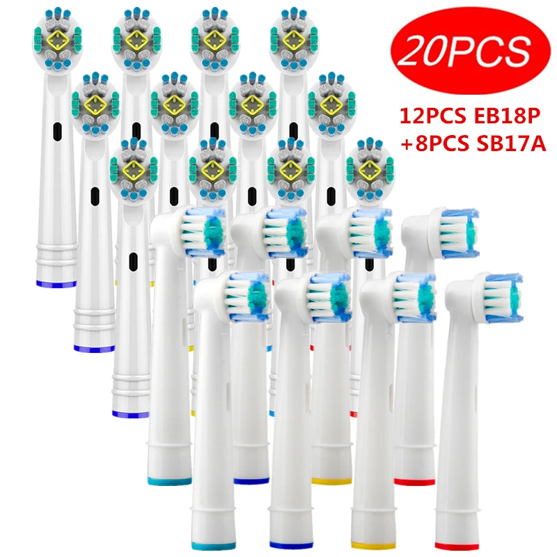 20pcs Dual Clean Replacement Toothbrush Heads For Braun Oral B Toothbrush