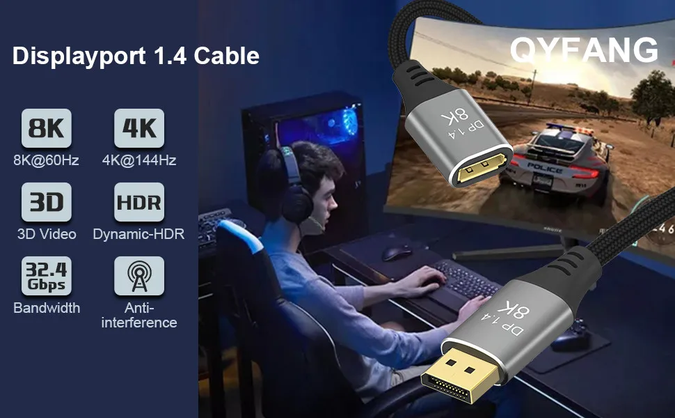 8K DP Männlich zu Weiblich Kabel Display Port Verlängerung Kabel für HDTV Nintend Schalter Smart Box Projektor DP Splitter displayPort 1,4 – Detail 1