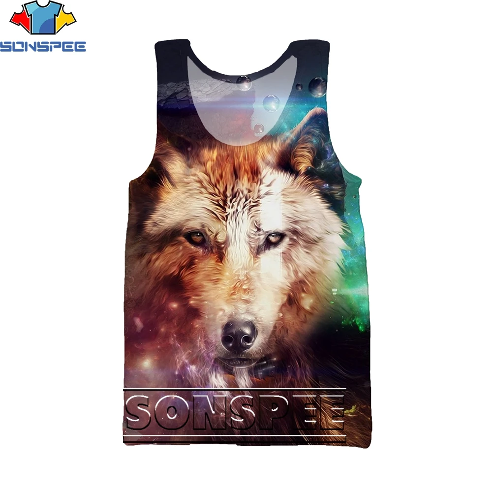 

SONSPEE 3D Printing Wolf Animal Summer Sleeveless Vest Men/women Power Fashion Hip-hop Trend Street Sports All-match Casual Top