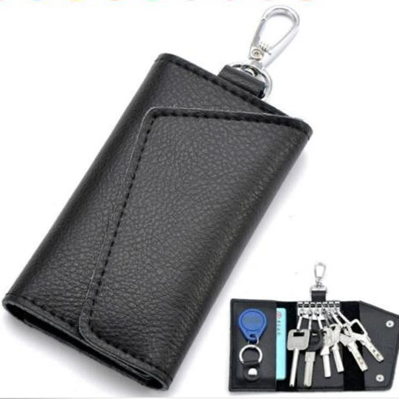 

Genuine Leather Keychain Men Women Key Holder Organizer Pouch Cow Split Car Key Wallet Housekeeper Key Case Mini Card Bag