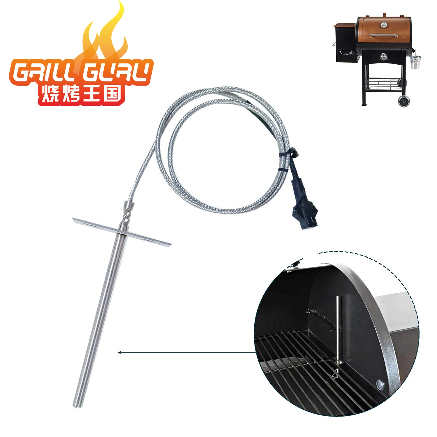 RTD Temperature Probe Sensor Grill Replacement Parts for Pit Boss Wood Pellet Grills DIY BBQ Smoker Accessories