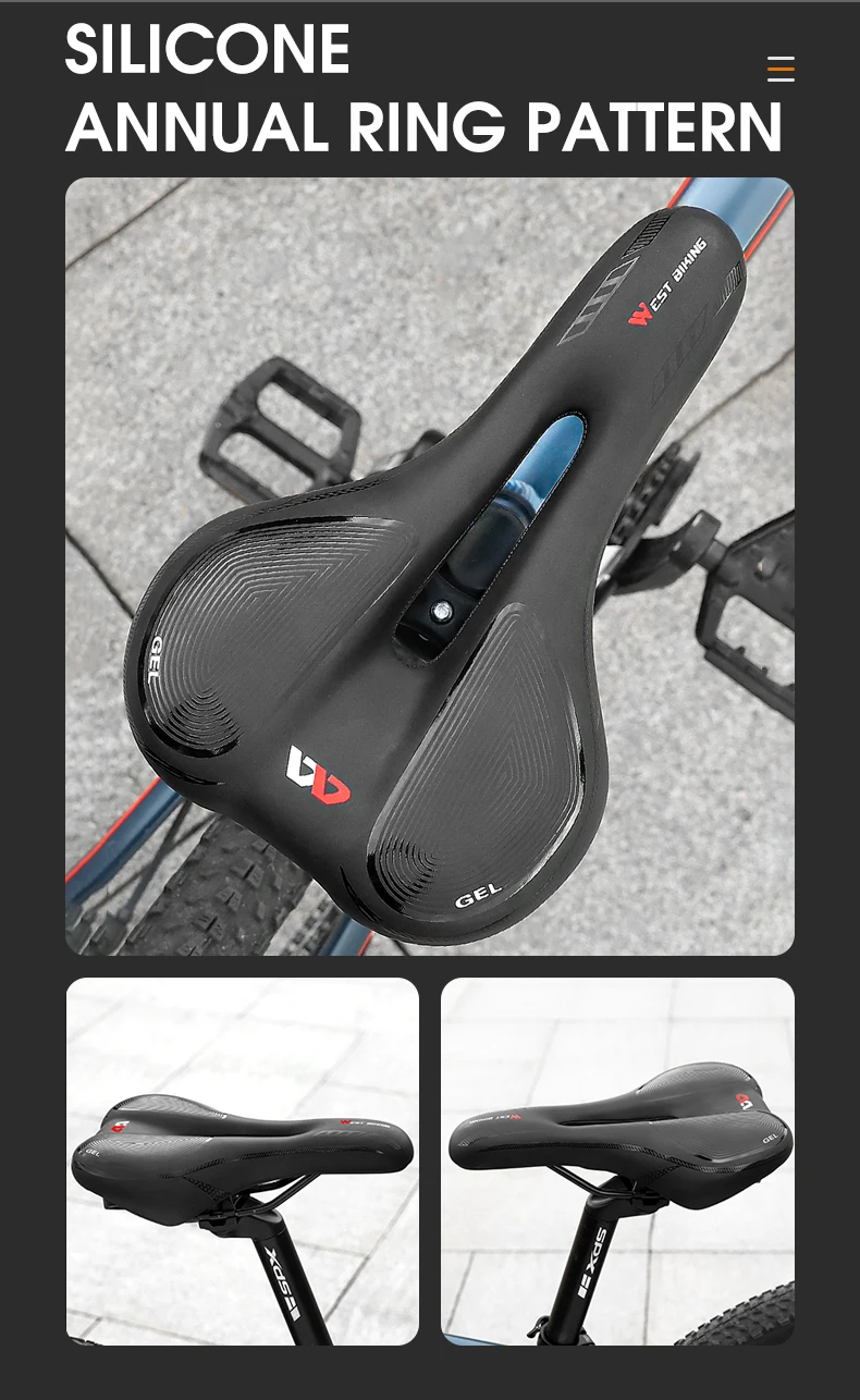 WEST BIKING Gel-Komfort Fahrradsattel Weicher Stoßdämpfender MTB Mountainbike Rennrad-Sattel Atmungsaktiver Hohler Fahrrad-Sitzkissen – Detail 18