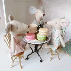 Muñeca de ratón de lino de algodón hecha a mano, Mini payaso de circo, conejito, juguetes cómodos de tela para niños, regalos, muebles de casa de muñecas, accesorios