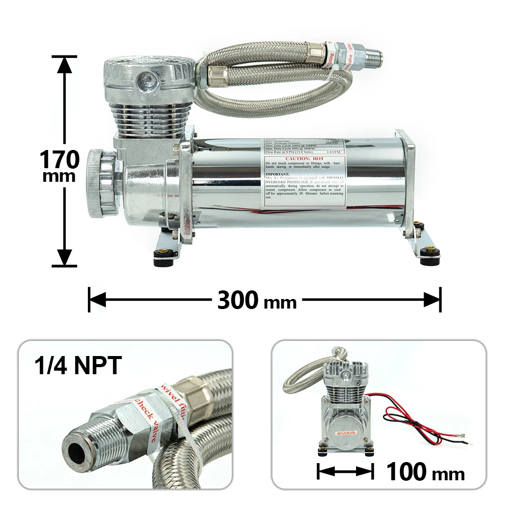 1PCS DC12V 200 PSI OUTLET 1/4 NPT 3/8 NPT CAR AIR SUSPENSION COMPRESSOR 14ASC