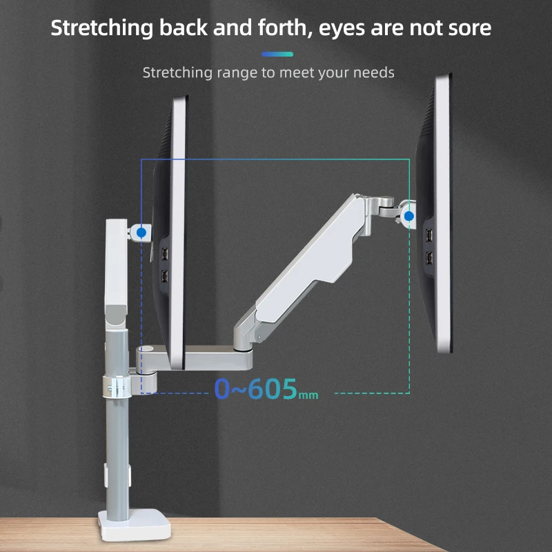 Soporte de montaje para Monitor LCD LED de escritorio, brazo ergonómico para ordenador, Vesa, carga de TV, 13,5 kg, PC H7, 14-43"