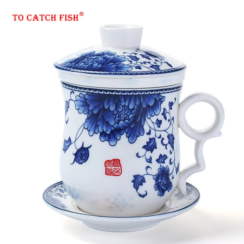 Chinese style Ceramic mug  with saucer China TeaCups Coffee Cup,Ceramic tea cups,tea set the tank can filter