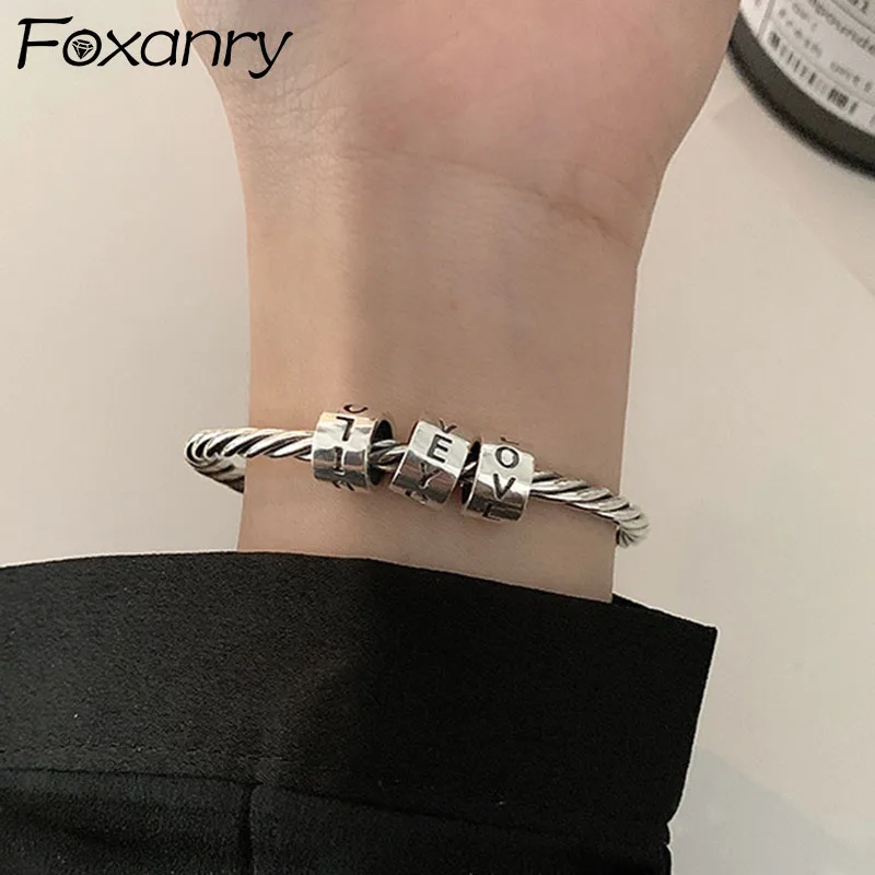 Foxanry Silver Color Couples Bracelet Accessories for Women Summer New Trendy Vintage Punk Hip Hop Jewelry Birthday Gifts