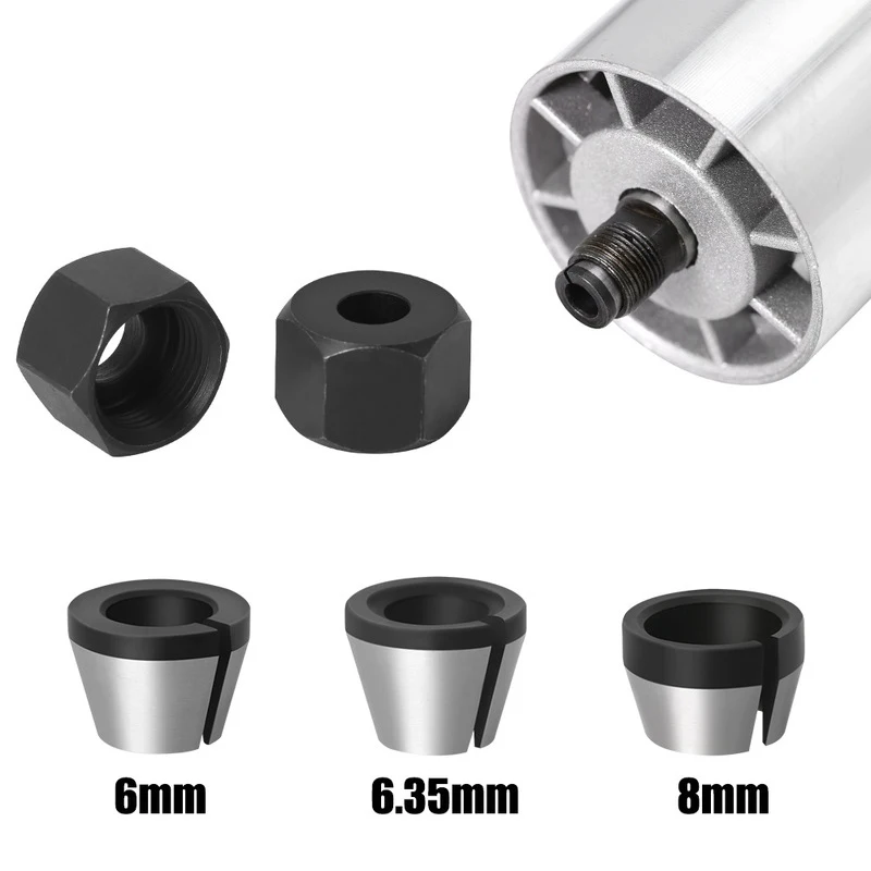 1Pcs 6Mm 6.35Mm 8Mm Milling Collet อะแดปเตอร์แกะสลักตัดเครื่อง Chucks Trimmer Router Bit อุปกรณ์เสริมเครื่องมือ