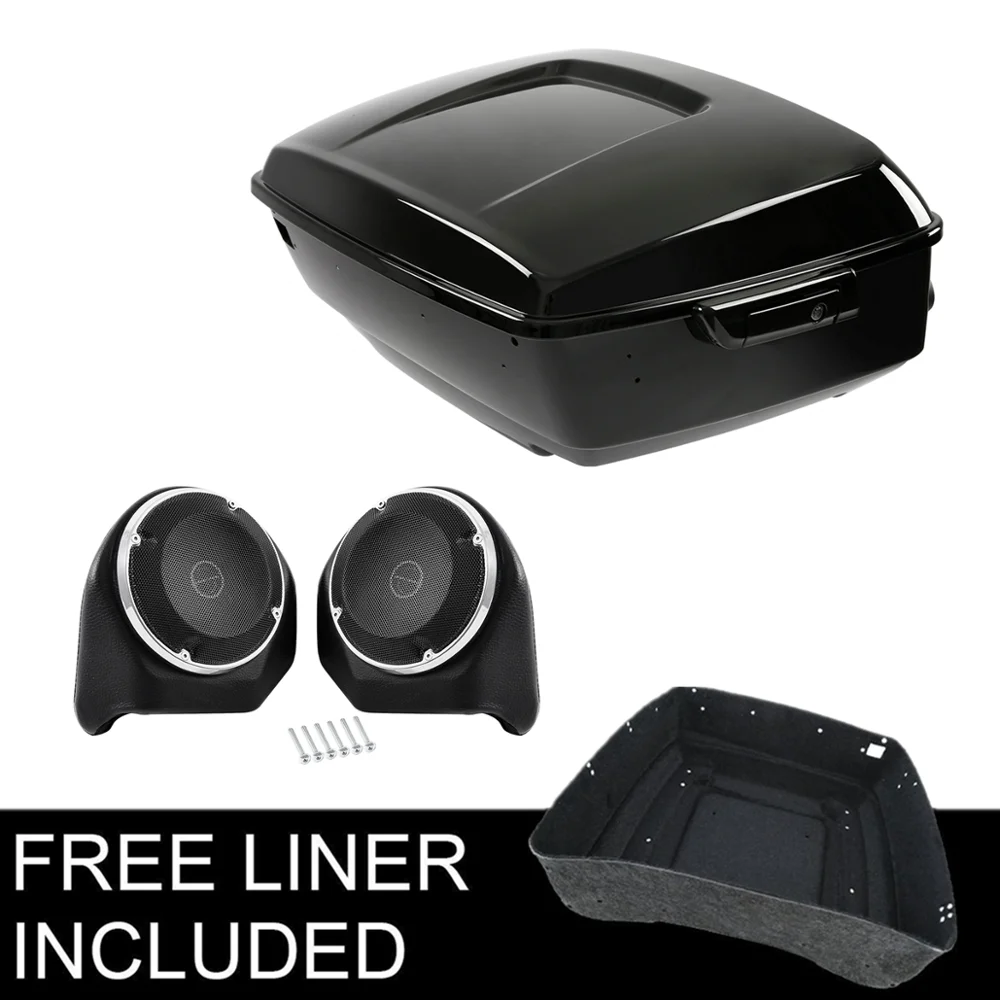 

Motorcycle Black King Pack Trunk Speakers For Harley Tour Pack FLHR Road King Street Glide Electra Glide Road Glide 2014-2023 18