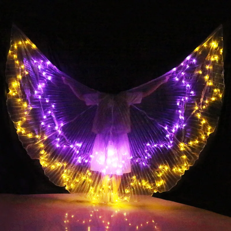 LED Colorful Wings Adult LED ISIS Wings Belly Dance Professional Accessories Belly Dance Equipment Butterfly Wings Without Stick