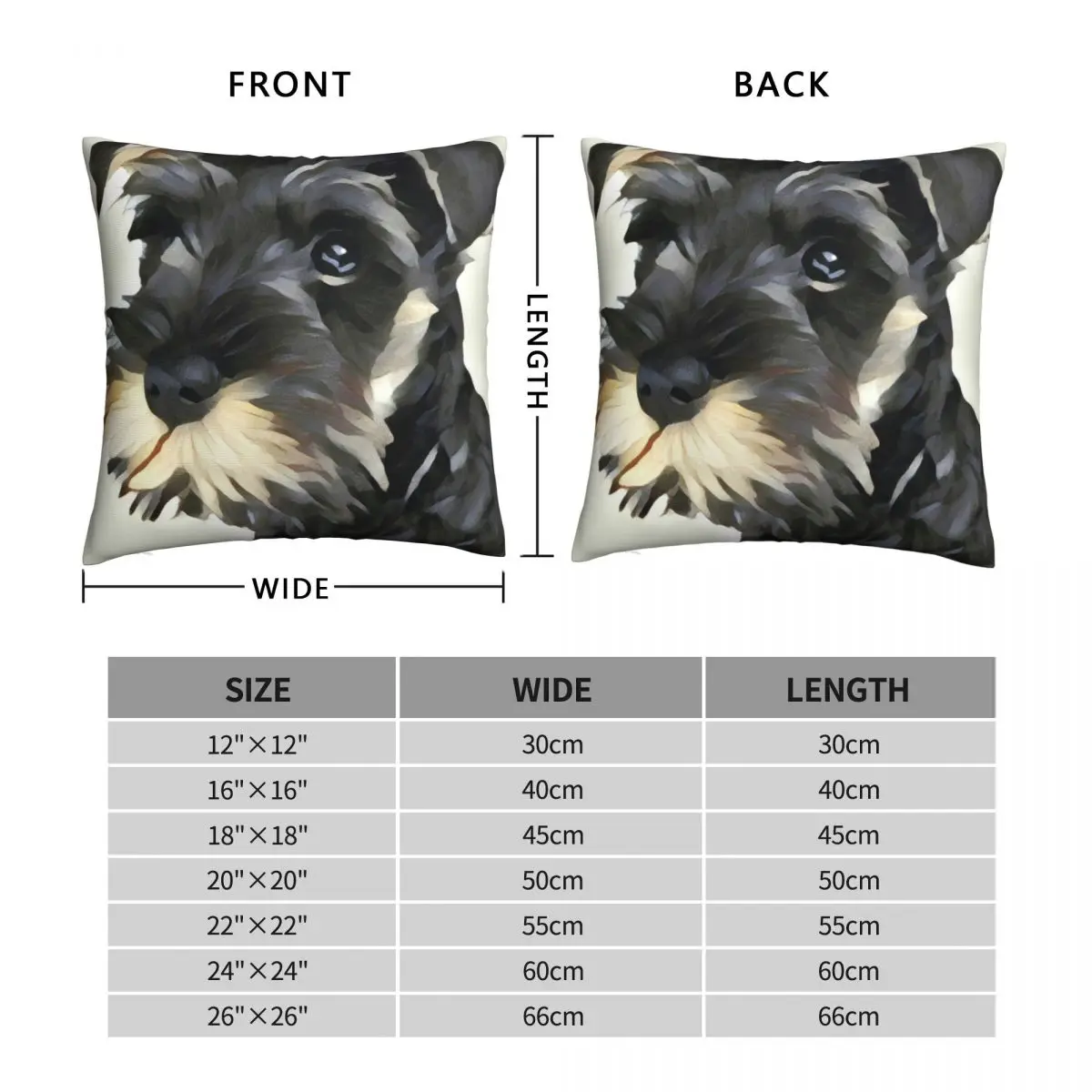 Miniature Schnauzer Square Pillowcase Polyester Linen Velvet Printed Zip Decor Pillow Case Sofa Cushion Case