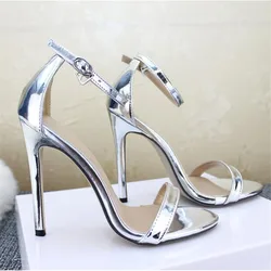 New ladies sandals 10cm stiletto high heels summer women's shoes with ankle straps party women's high heels 35-42 43 BBZAI