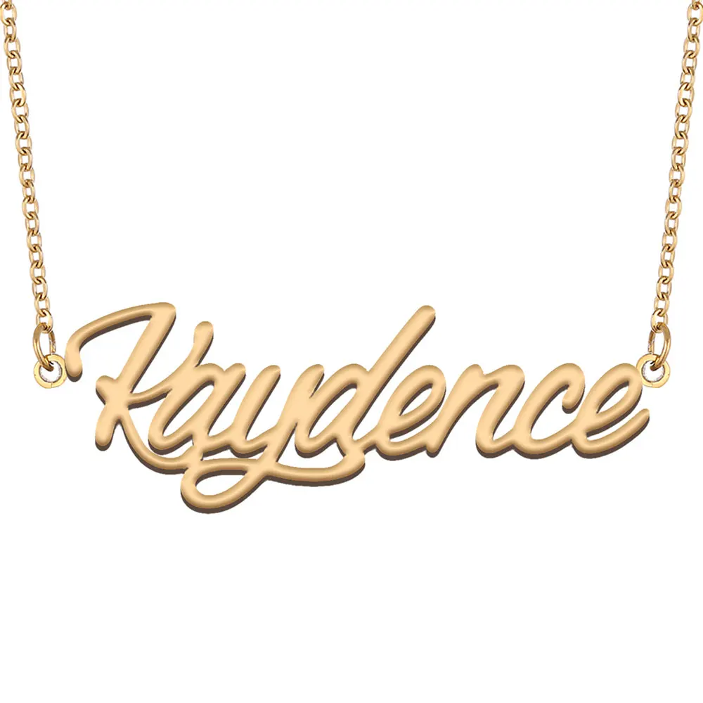 

Gold Plated Nameplate Kaydence Name Necklace for Women Personalized Jewelry Pendant for Mom Mothers Girlfriend Birthday Gift