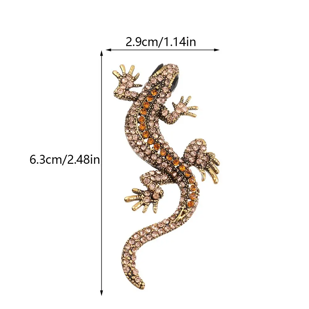 Gift Pin Bag Clothes Label Suit Accessories Lizard Gecko Brooch Rhinestone Retro Animal Brooch