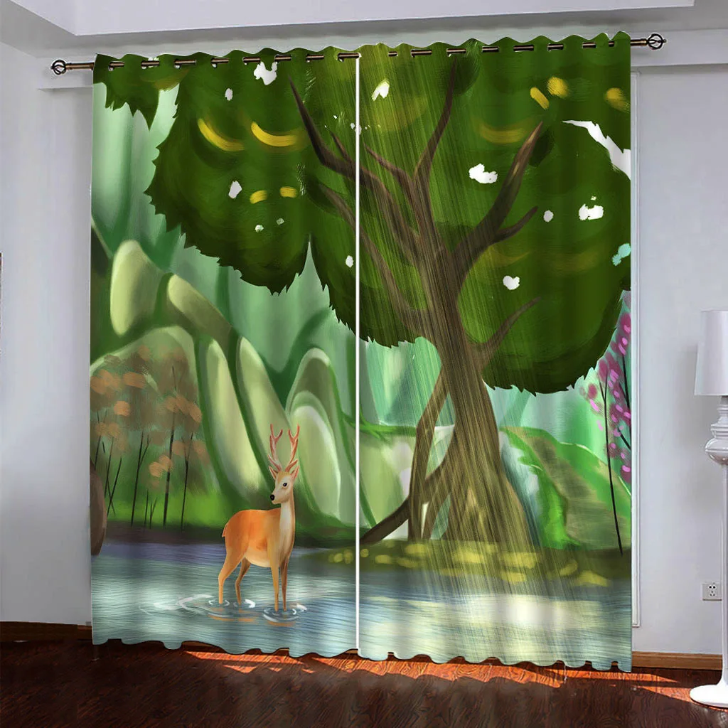 

Custom Window Curtain Living Room Bedroom Blackout Home Decoration 3D Curtain Stereoscopic Animal Scenery Curtains