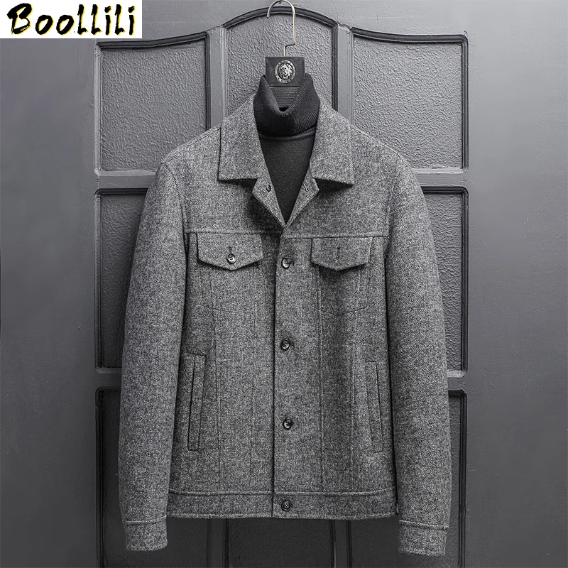 

Wool Boollili Double-sided Coat Men Spring Autumn Handmade Jacket Short Korean Mens Overcoat Casual Abrigo Hombre