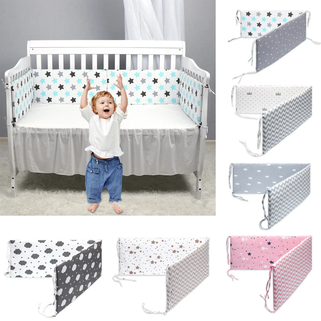 

Baby Nursery Nordic Stars Design Baby Bed Thicken Bumper One-piece Crib Around Cushion Cot Protector Pillows Newborns Room Decor