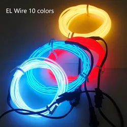 Luces de neón de alambre EL, novedad, lámpara LED de neón, tubo de cuerda Flexible, tira de luces LED, decoración de coche con costura de 2,3mm