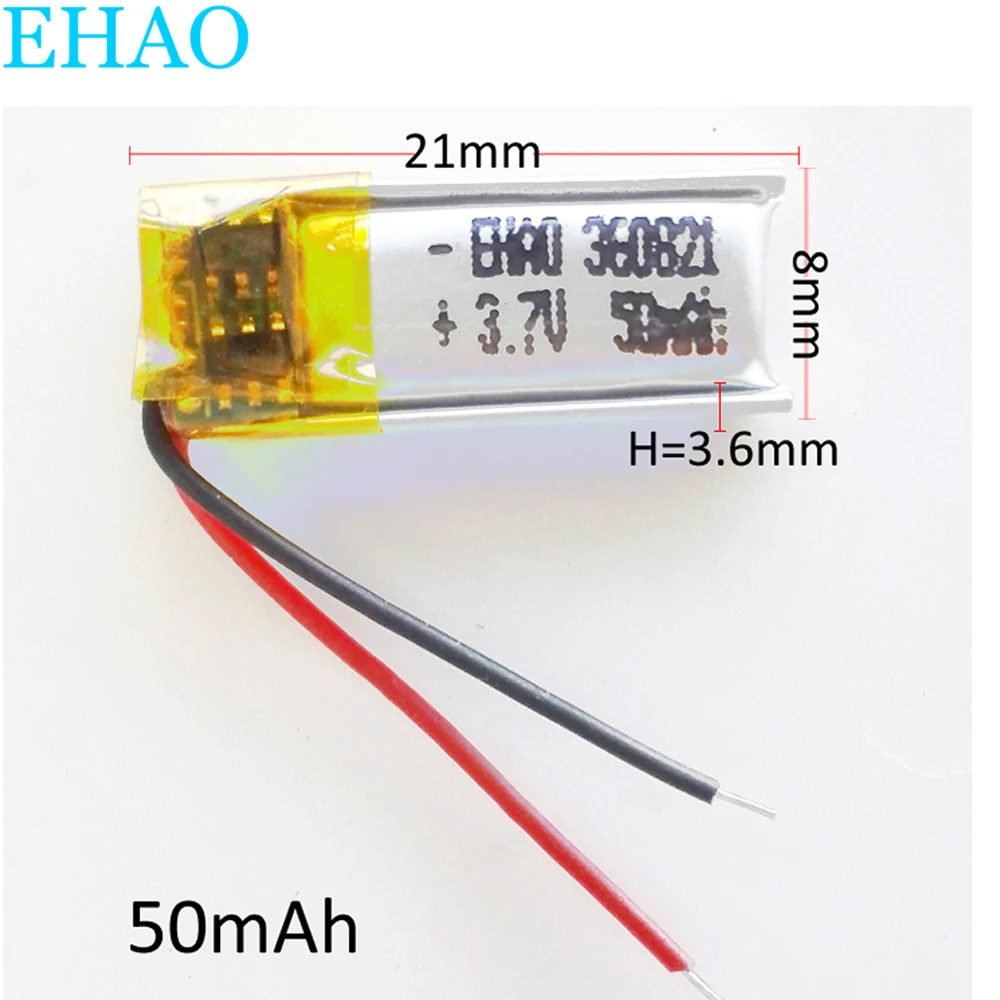 3.7v 50mAh litowo-polimerowa LiPo akumulator Li komórki do Mp3 Bluetooth rejestrator słuchawkowy słuchawki słuchawkowe 360821