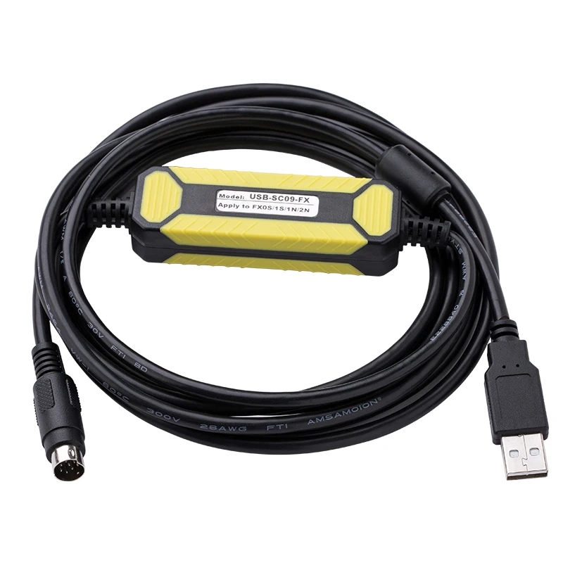 AMSAMOTION USB-SC09-FX For Mitsubishi PLC Programming Cable Compatible FX-USB-AW Immunity FX2N/FX1N/FX0N/FX0S/FX1S/FX3U