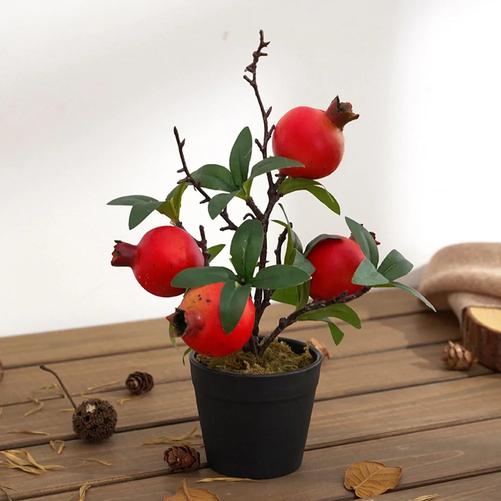 Artificial Fruit Trees Simulation Lemon Pomegranate Home Decoration Potted Plant Living Room Ornament Fake Lemon Tree