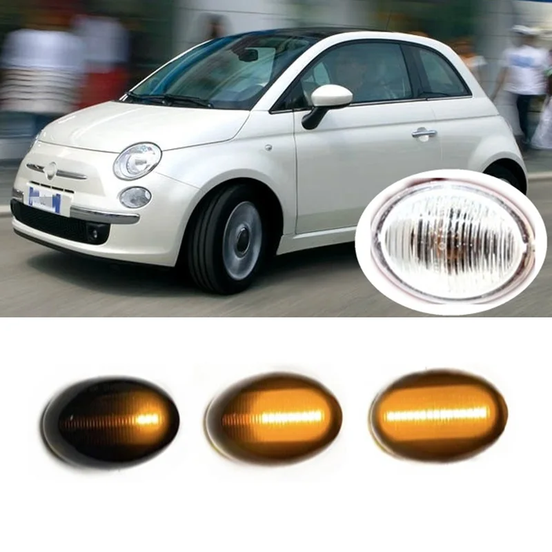 Cocok untuk Fiat 500 500C 2007 2008 2009 2010 2011 2012 2013 2014 2015 indikator LED dinamis Repeater lampu sinyal penanda samping