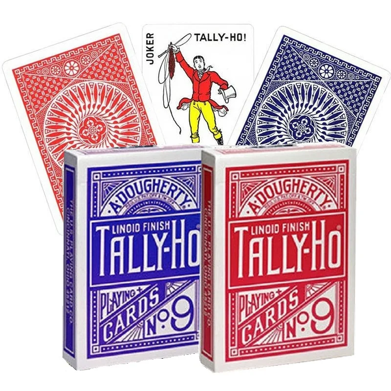 Tally-Ho No.9 Playing Cards USPCC Fan/Round Back Deck Poker Size Magic Card Games Magic Tricks Props for Magician