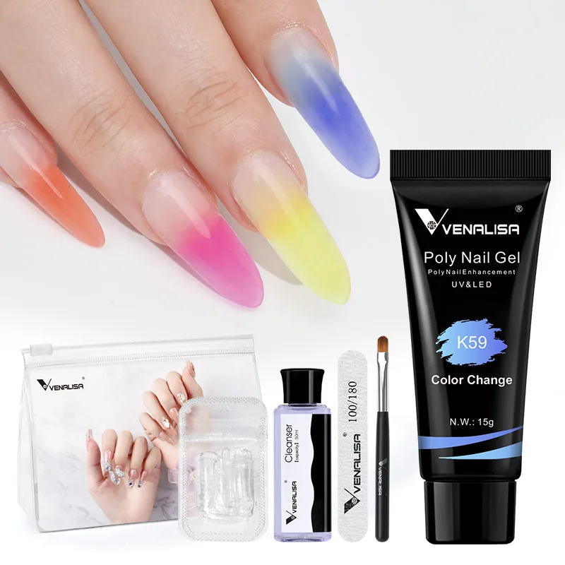 

Venalisa Poly Nail Gel Kit New Arrival Nail Tips Nail Polish Extension Opal Camouflage Gel Nail Tips Slip Solution Nail File Set