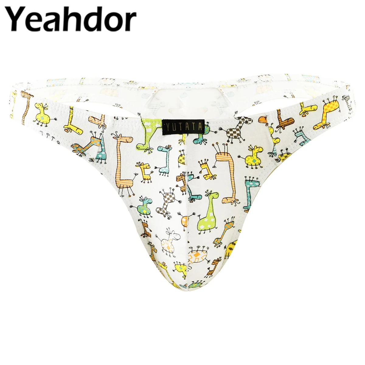 

2021 Men Sexy Lingerie Panties Cotton G-string Briefs T-back Low Waist Cartoon Print Thong Underwear Male Exotic Costume