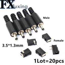 20Pcs DC-002 3.5*1.3 1A 30V Black DC Power Jack Socket Connector DC002 3.5*1.3mm 1.3 Female Mini  Socket 3.5x1.3 mm DC Male Plug