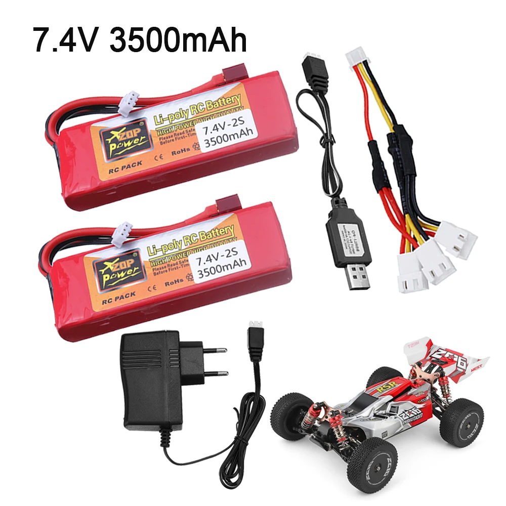 Upgrade 2s 7.4V 3500mAh Lipo battery For Wltoys 144001 Car Rechargable Battery for Wltoys 124018 104001 12428 12423 RC Car Parts