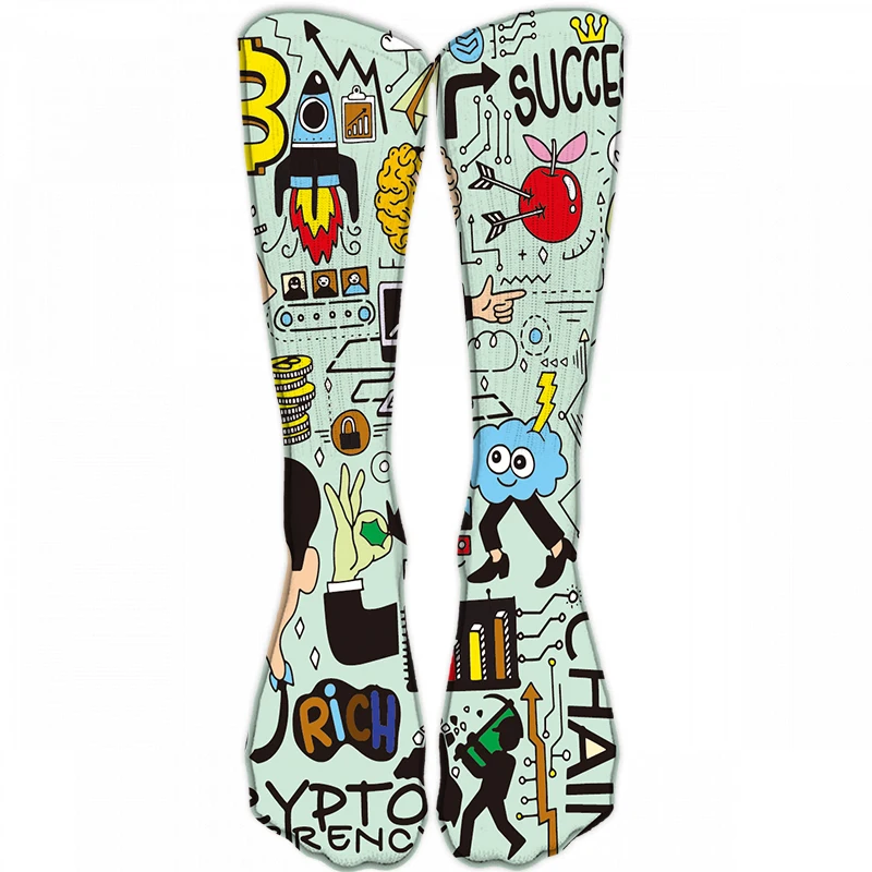 New Style Anime Cartoon Women Colorful Socks Sports Cycling Hip Hop Street Elastic Calf Socks Cotton Soft Unisex Knee Socks