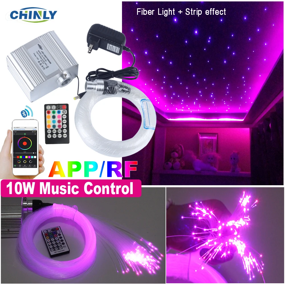 fibra optica estrela teto iluminacao kit smartphone app controle efeito twinkle bluetooth controle de musica luzes led rgbw 10w 01