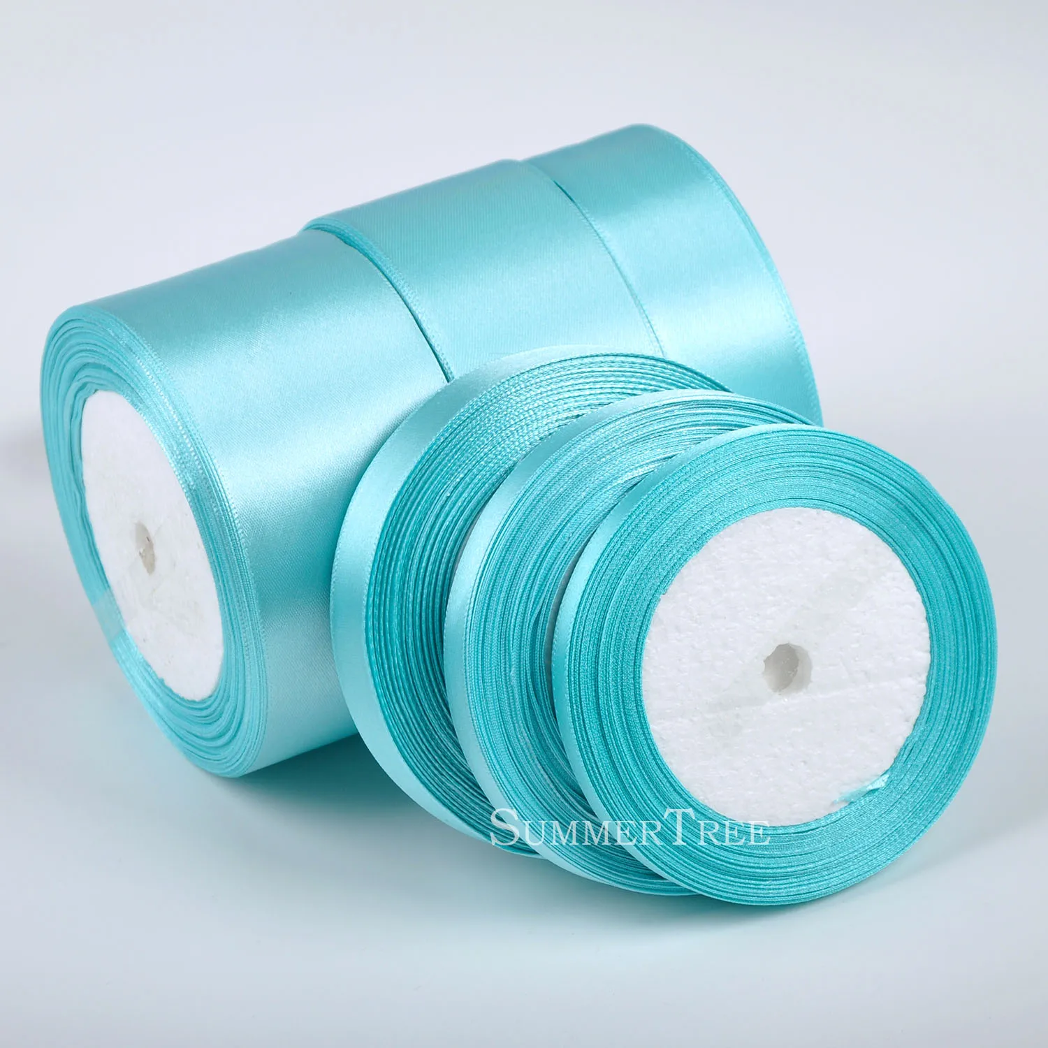 1 Roll Turquoise 25yards 6mm - 50mm Satin Ribbon Sash Gift Bow Handmade DIY Craft Wedding Party Supply Banquet Decoration