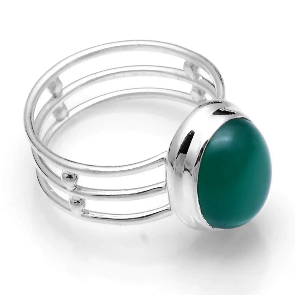 

Кольцо из натурального зеленого оникса, серебро 925 пробы, размер США: 8, 2SR588