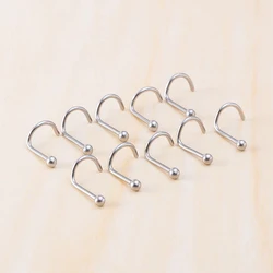 10pcs Lot Nose Stud Stainless Steel Nose Piercing Set Nose Ring Nostril Screws Nariz Bone Studs for Man Women Body Jewelry 20G