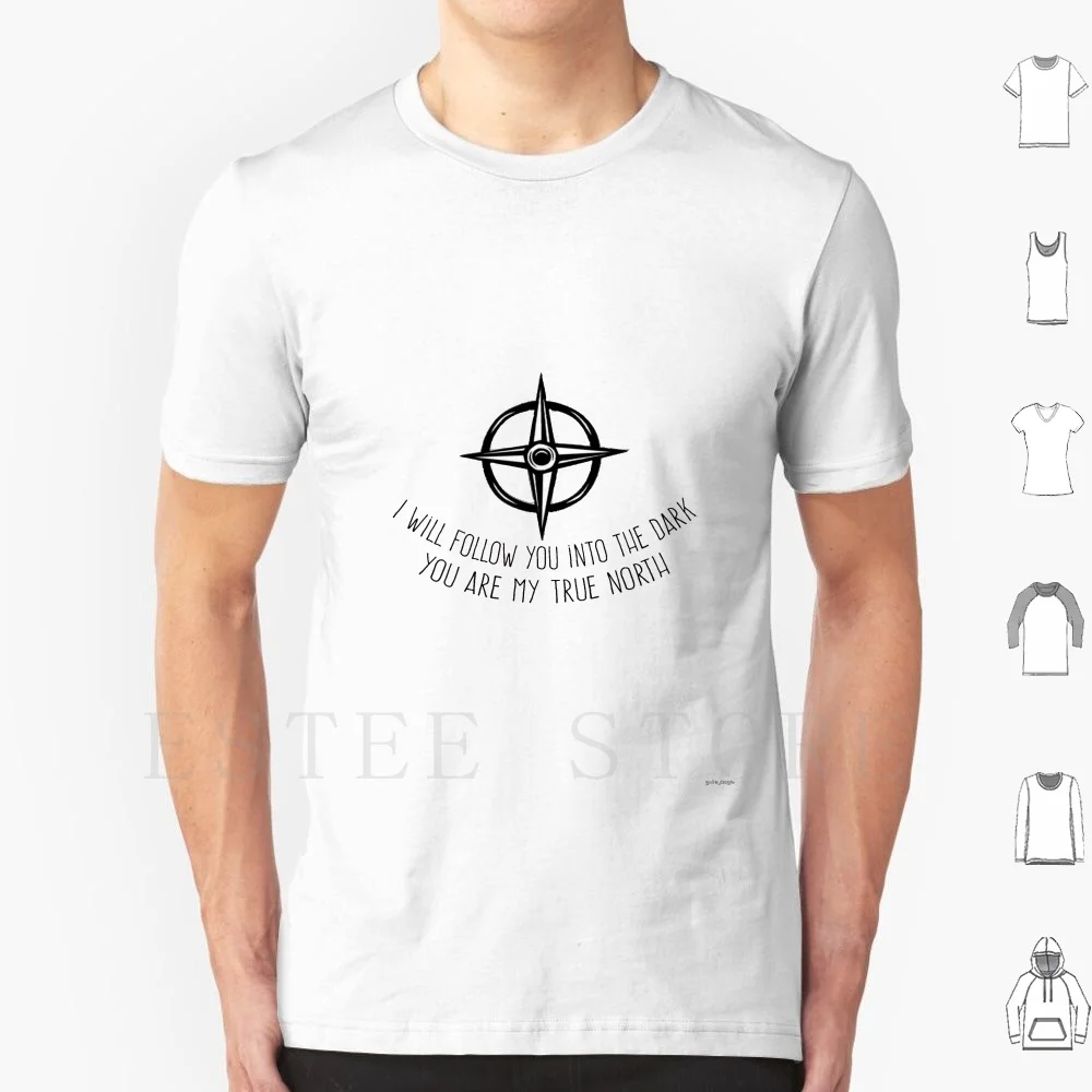 Camiseta True North-Rend con estampado de algodón, brújula colectiva, adoración de música cristiana, arte de línea Simple oscuro True North