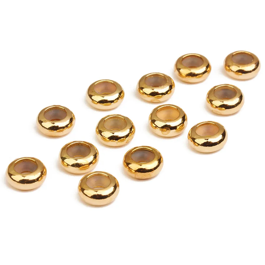 20pcs Copper Beads 6mm 8mm 10mm Stopper Spacer Beads with Silicone Rubber fit Slider Bracelet DIY Jewelry Making Findings