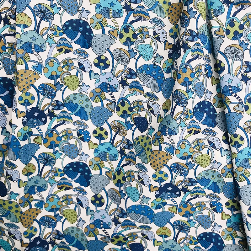 Green Mushroom 80S Tissun liberty Cotton Fabric For Kids Baby Sewing Cloth Dresses Skirt DIY Handmade Designer Patchwork Meter