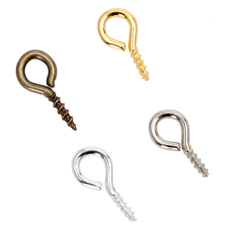 200pcs/lot Small Tiny Mini Eye Pins Metal Screw Eyepins Hooks Eyelets Screw Threaded Gold Clasps DIY Jewelry Findings Making