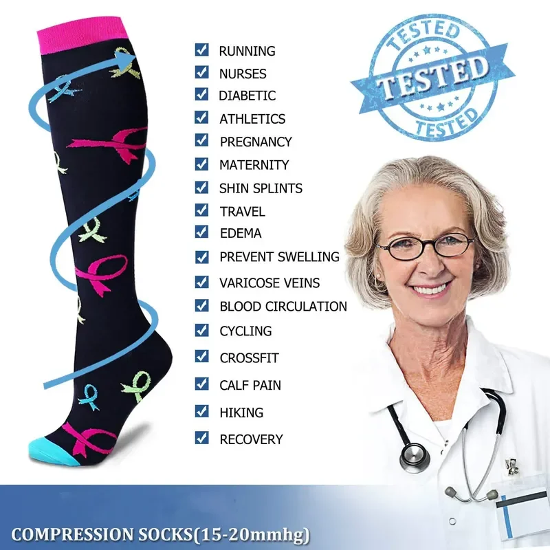 Compression Socks (4/6/7/8 Pairs), 15-20 Mmhg Is BEST Graduated Athletic Medical for Men Women Nurse Running Flight Travels