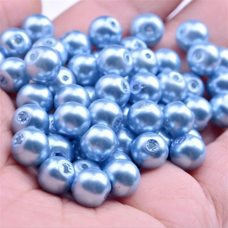 High quality 4 6 8 10 12 14MM Glass Pearls Round Imitation Pearl Beads DIY Bracelet Earrings Charms Necklace for Jewelry Making