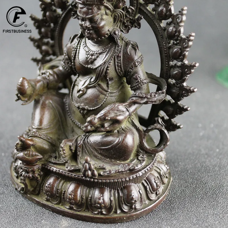 Antique Bronze Buddha Statue Desk Ornament Home Decoration Craft Accessories Metal Chinese God Of Wealth Sculpture Vintage Decor