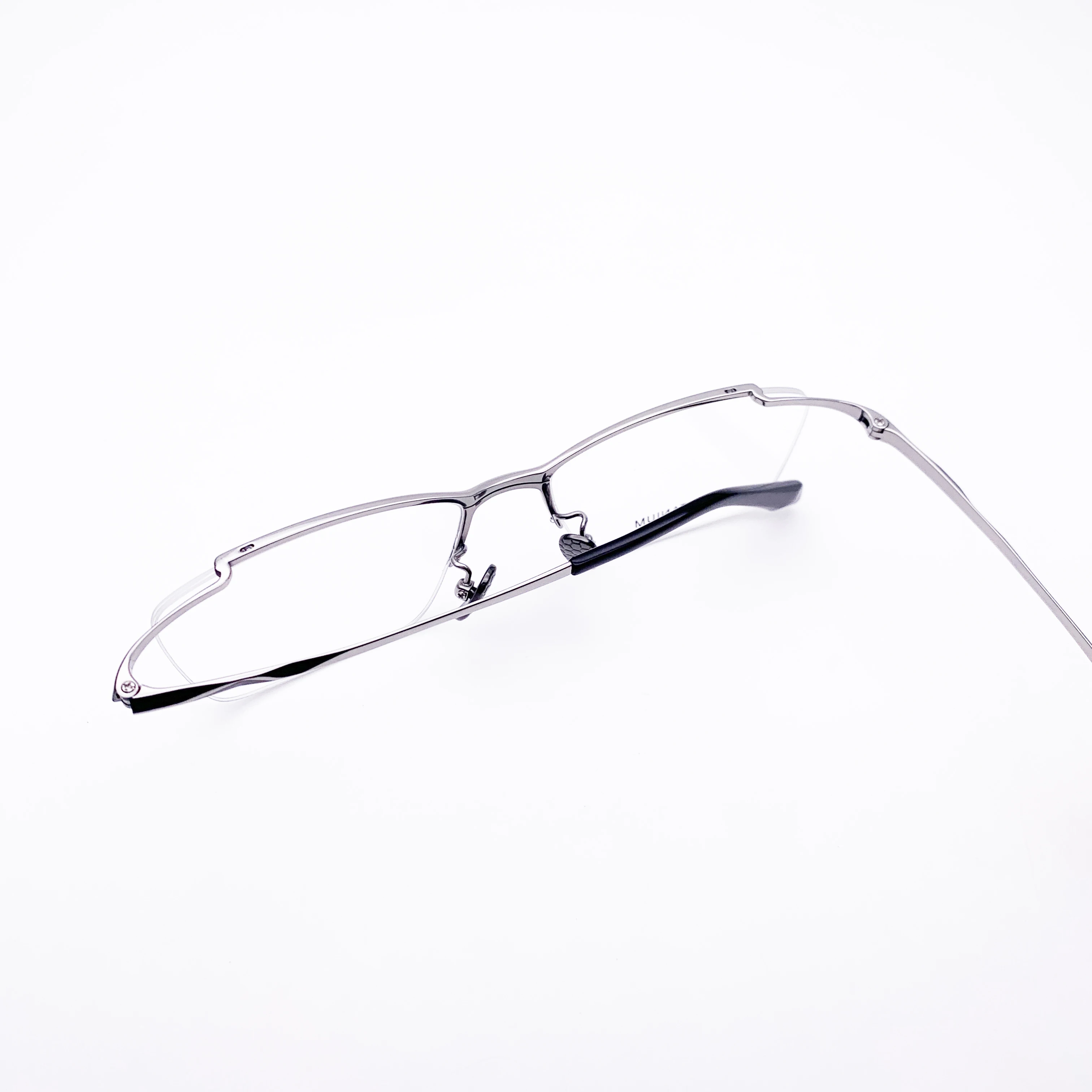 Belight Optical Japan Design Simple Line Pure Titanium Half Rimless Frame Men Prescription Semi Eyeglasses  Eyewear LA6106