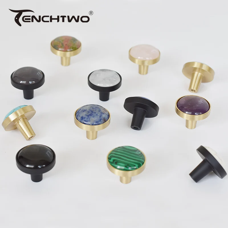 Natural Stone Brass Golden Furniture Handle Drawer Pulls Cupboard Knobs Kitchen Wardrobe Dresser Cabinet Knobs Bathroom Handle