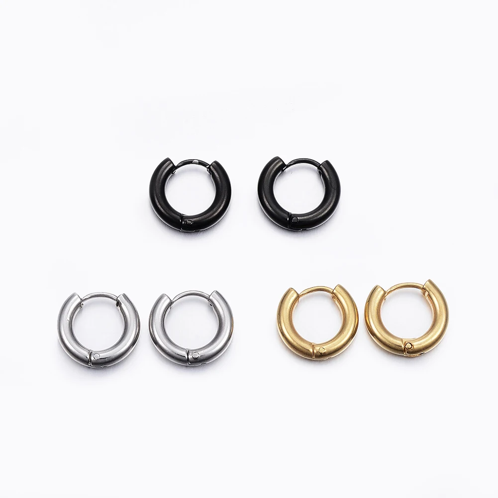 

10pairs 304 Stainless Steel Huggie Hoop Earrings Women Gifts For Women Fashion jewelry 13x14mm; Pin: 1mm